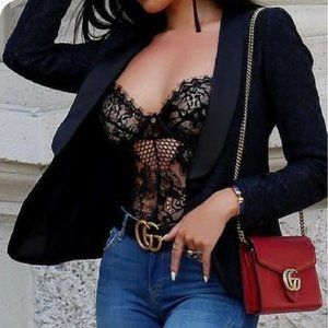 Black Lace Bodysuit--Final Sale